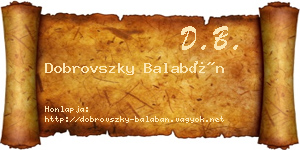 Dobrovszky Balabán névjegykártya